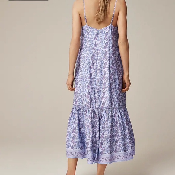 NEW JCrew Tiered tie-waist dress in dusty periwinkle block print - Medium - Picture 4 of 4